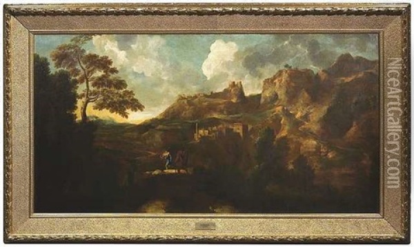 Heroische Gebirgslandschaft Mit Zwei Hirten Oil Painting - Francisque Millet