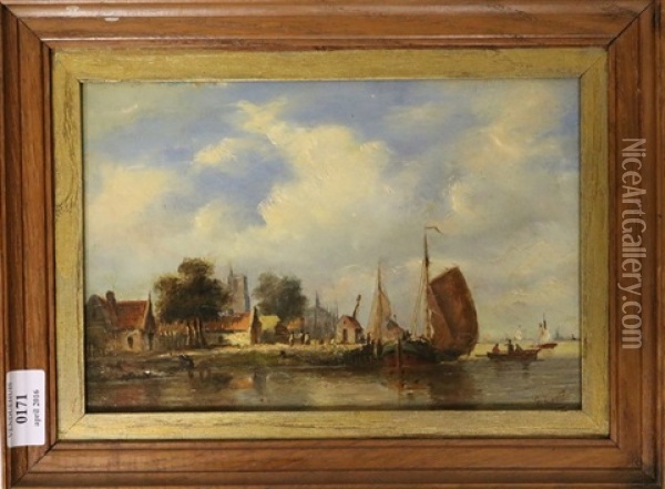 Hollands Riviergezicht Bij Een Stad Oil Painting - Everhardus Koster