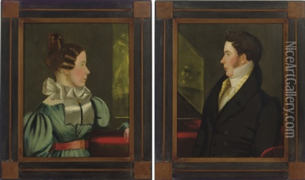 Pair Of Portraits Of A Lady And Gentleman Oil Painting - John Sherburne Blunt