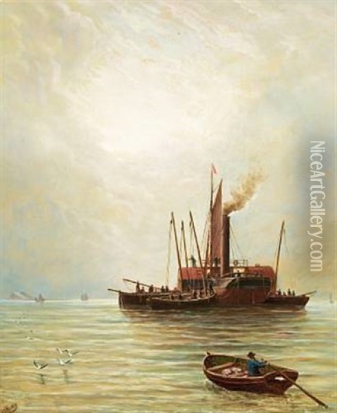 Herring Boats Oil Painting - Bernard Benedict Hemy