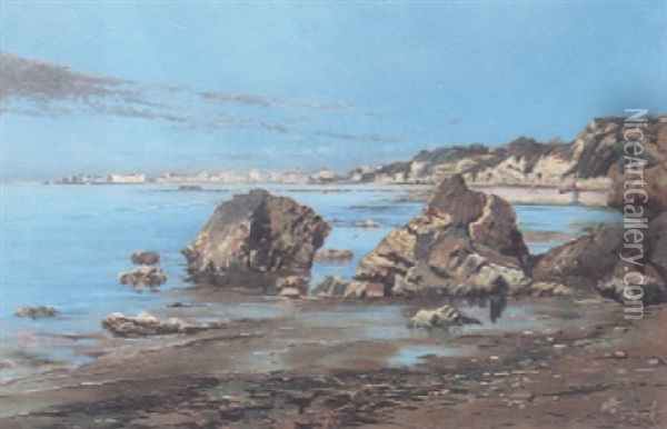 A View Of The Port Of Anzio Oil Painting - Francesco Raffaello Santoro