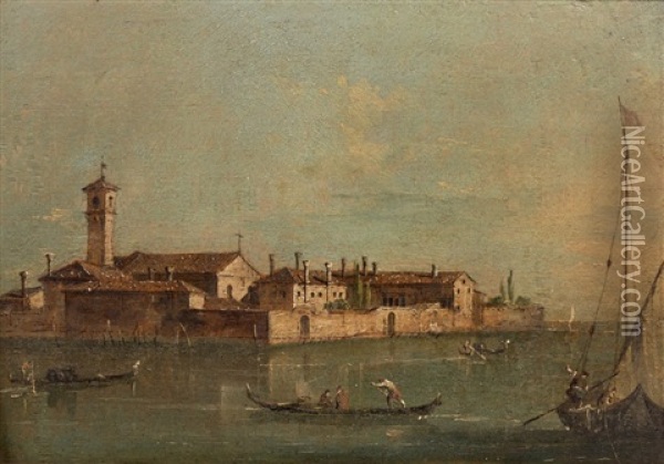 Vue De La Lagune Avec L'ile Du Lazaret Oil Painting - Giacomo Guardi