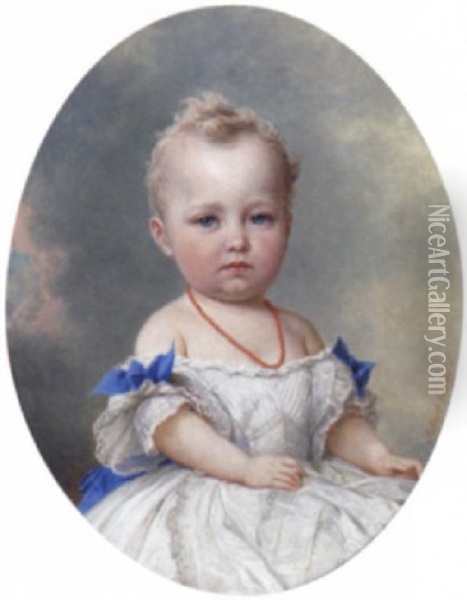 Portrait Eines Kleinen Madchens Aus Der Familie Der Fursten Von Hohenzollern Oil Painting - Albert Anton Graefle