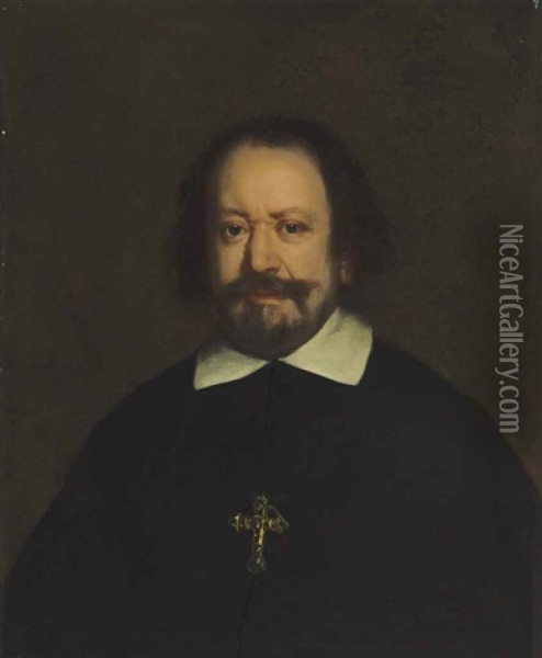 Portrait Of Cardinal Girolamo Colonna (1604-1666), Half-length Oil Painting - Andrea Sacchi