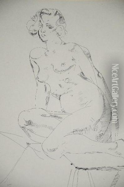 Seated Female Nude Oil Painting - William Sommer