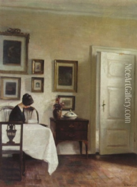 Lasande Kvinna Oil Painting - Carl Vilhelm Holsoe