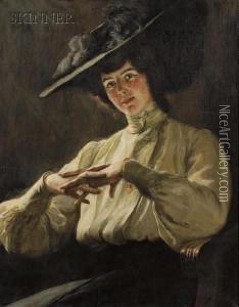 Portrait Of A Lady Oil Painting - Richard Hall
