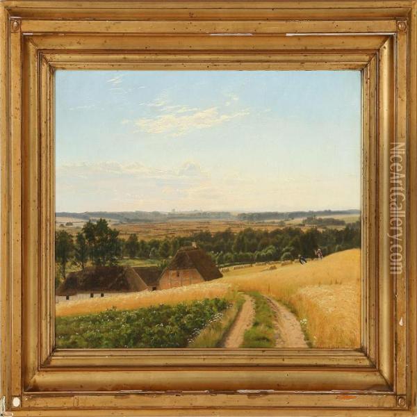 Mark Landscape Withtwo Farmers Oil Painting - Christian Zacho