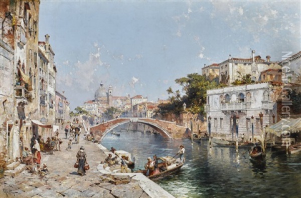Rio Dei Ognissanti With Santa Maria Del Rosario, Venice Oil Painting - Franz Richard Unterberger