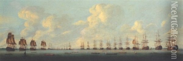 The Naval Review, Spithead 1814 Oil Painting - Nicholas Pocock