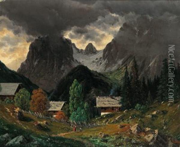 Veduta Del Muhlsturzhorner Oil Painting - Josef Von Schlogl
