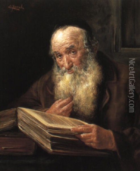 A Rabbi Oil Painting - Ernst Nowak