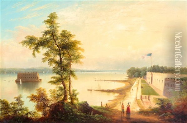 Governor's Island (new York) Oil Painting - Edmund C. Coates