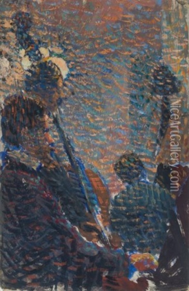 Les Musiciens, 1889-90 Oil Painting - Louis Hayet