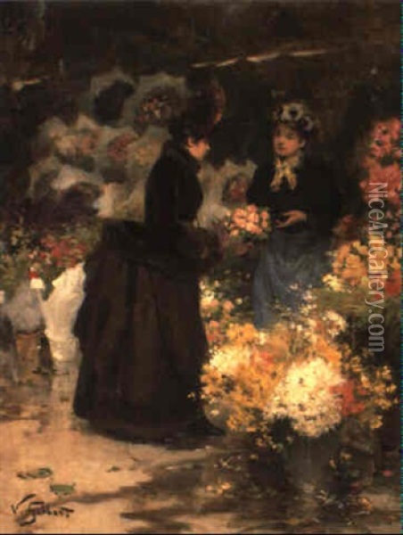 The Flower Vendor Oil Painting - Victor Gabriel Gilbert
