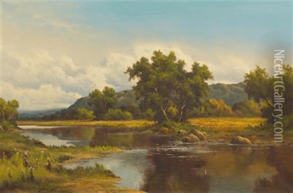 Riverscape Oil Painting - Frederick D. Ogden