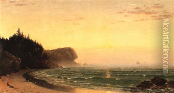 Seascape, Sunset Oil Painting - Alfred Thompson Bricher