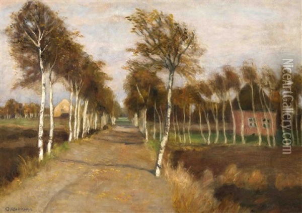 Birkenalle Im Moor Oil Painting - Otto Modersohn