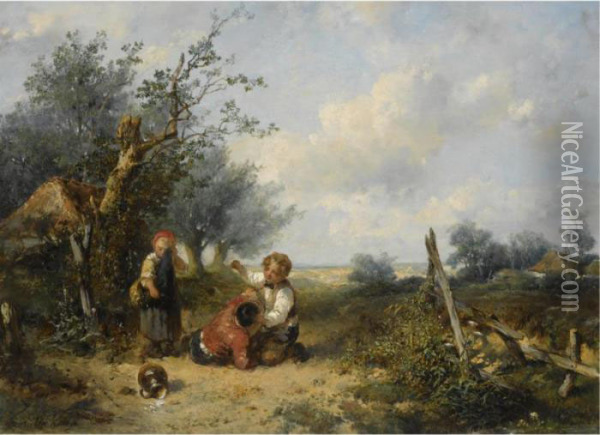 Children At Play Oil Painting - Jan Mari Henri Ten Kate