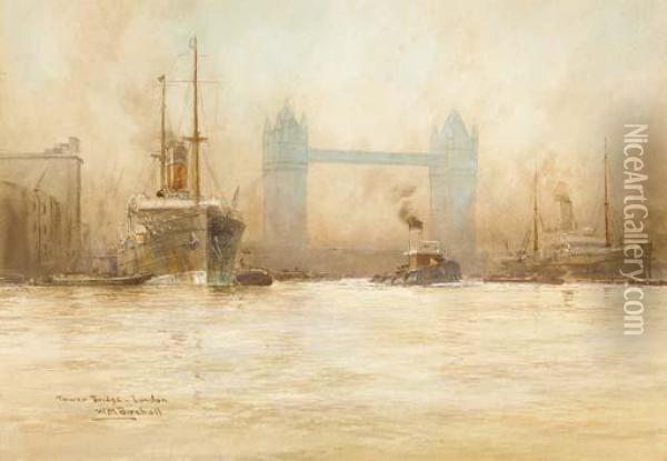 Tower Bridge, London Oil Painting - William Minshall Birchall