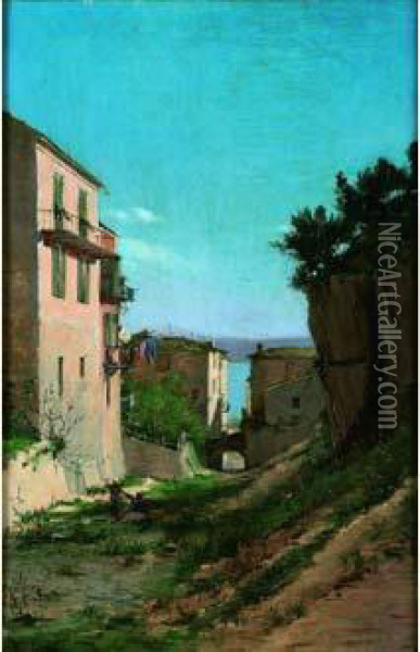 Village Mediterraneen Oil Painting - Paul Joseph Victor Dargaud