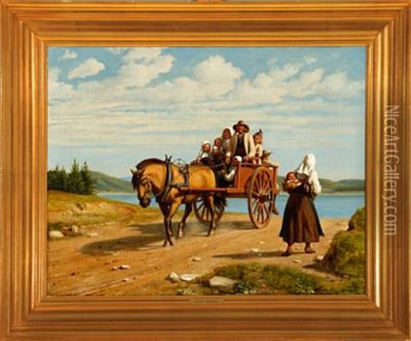 Bonder Fra Dalarne, Orsa Sogn, Der Kjore Til Kirke Oil Painting - Wilhelm Nicolai Marstrand