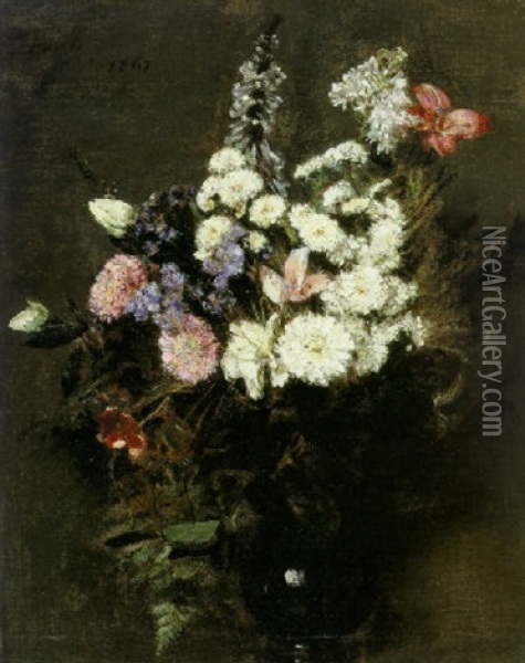 Fleurs D'automne Oil Painting - Henri Fantin-Latour