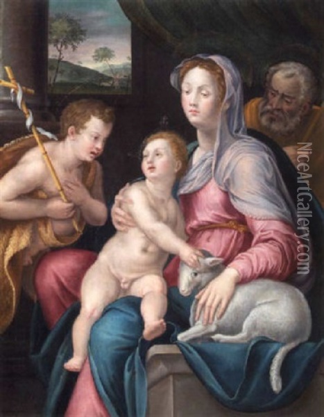 La Sainte Famille Oil Painting - Raffaelo Colle