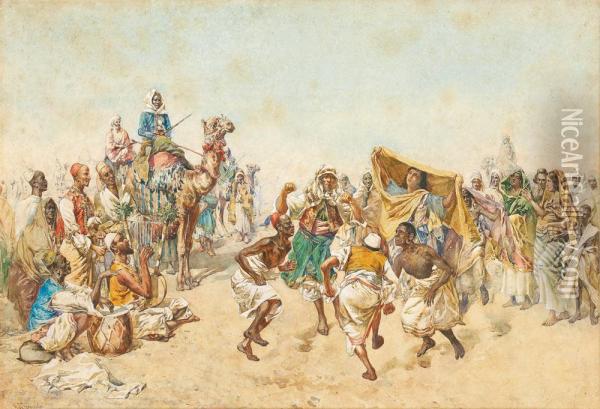 Danse Dans Le Desert. Oil Painting - Mariano De Franceschi