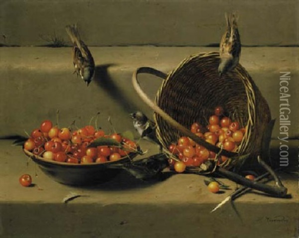 The Cherry Thieves Oil Painting - Hans Heinrich Juergen Brandes