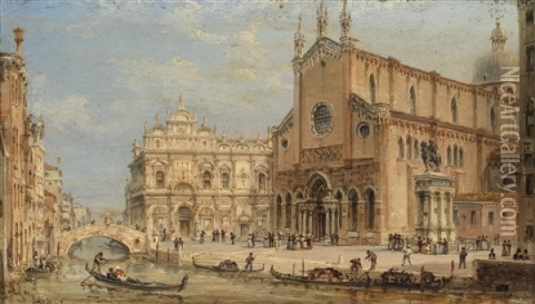 Blick Auf Die Piazza San Giovanni Et Paolo Oil Painting - Giovanni Grubas