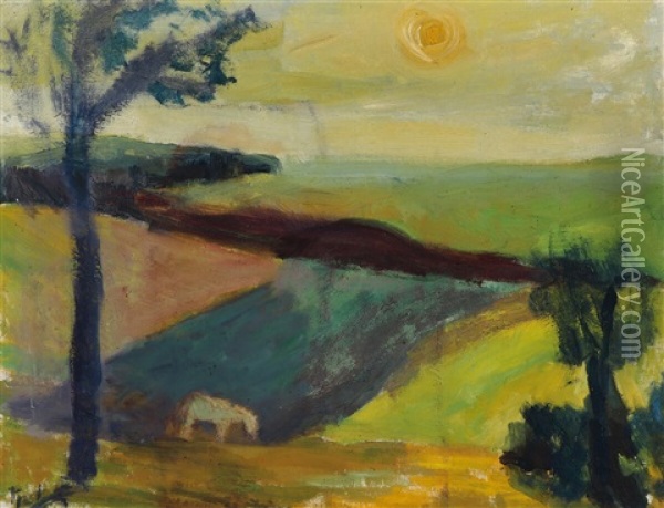 A Landscape Oil Painting - Tjek Jerne