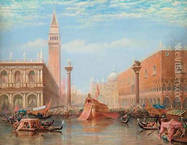 The Fete of the Marriage of the Adriatic, Venice Oil Painting - Charles Vacher