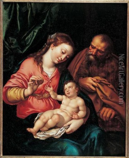 Sainte Famille Oil Painting - Hendrik Goltzius
