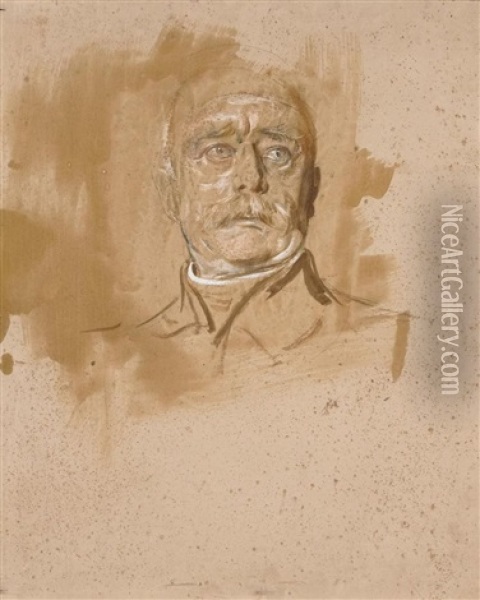 Portrat Bismarck (+ 2 Others; 3 Studies) Oil Painting - Franz Seraph von Lenbach