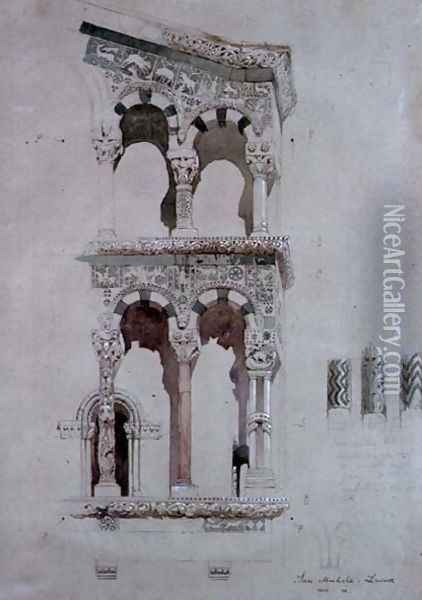 Detail of the facade of San Michele in Foro, Lucca, 1845 Oil Painting - John Ruskin