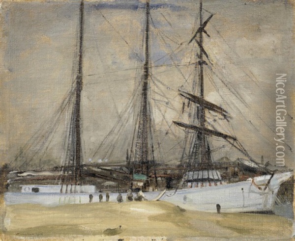 Swedish Barquentine Oil Painting - William Nicholson