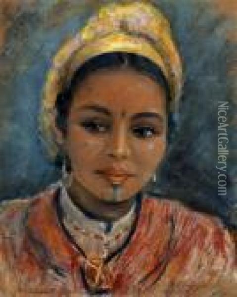 Portrait De Bedouine Oil Painting - Henry D Estienne