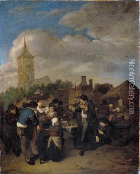 The Village Market With The Quack Oil Painting - Cornelis Pietersz Bega