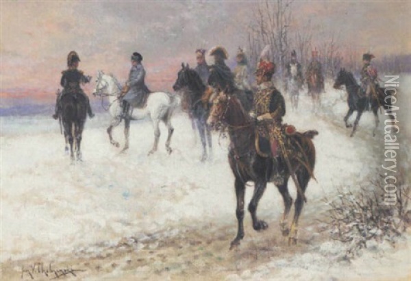 Napoleon A Montmirail Oil Painting - Jan van Chelminski