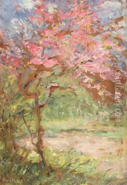 Cherry Blossom Oil Painting - Kimon Loghi