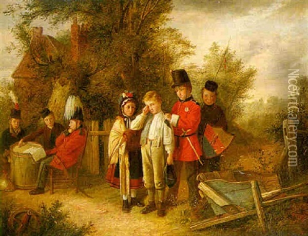 A Drumhead Court Martial Oil Painting - Charles Hunt the Younger