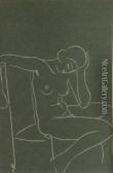 Seated Nude Oil Painting - Eric Gill