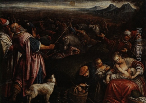 Die Armee Des Pharaos Wird Vom Roten Meer Verschlungen Oil Painting - Francesco Bassano the Younger