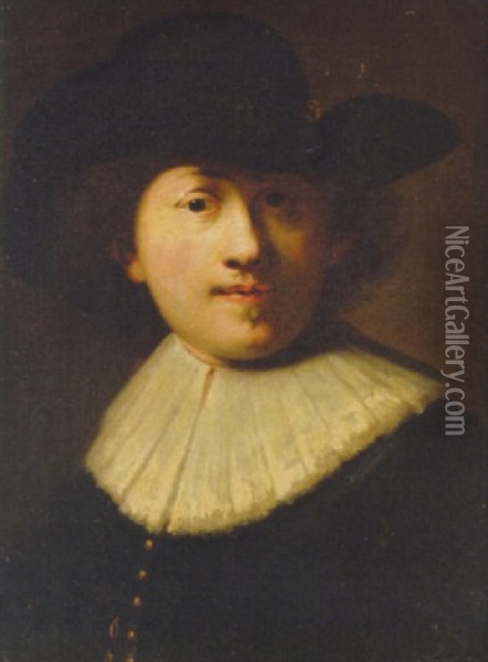 Portrait Of The Artist In A Black Coat And Hat Oil Painting -  Rembrandt van Rijn