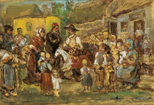 Ankunft Der Schausteller Oil Painting - Franz Von Defregger