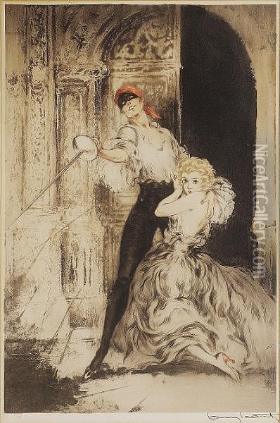 'don Juan' And 'casanova' Two Etchings Oil Painting - Louis Icart
