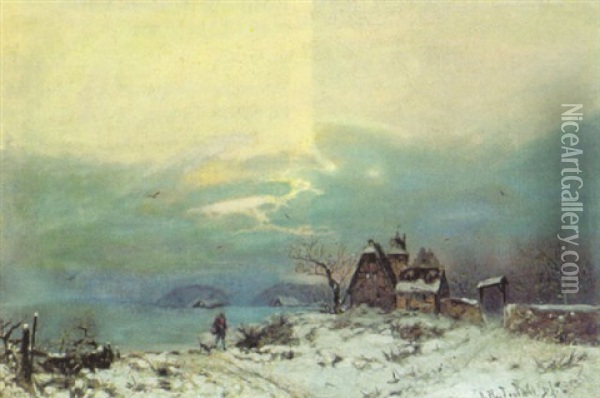Winterlandschaft Mit Hausern Oil Painting - Friedrich Josef Nicolai Heydendahl