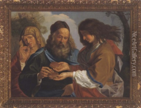 Simson Und Manoah Mit Seiner Frau, Die Von Honigwaben Aus Dem Lowenrachen Zu Essen Bekommen Oil Painting -  Guercino
