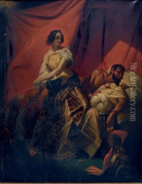 Judith Et Holopherne Oil Painting - Emile Jean Horace Vernet